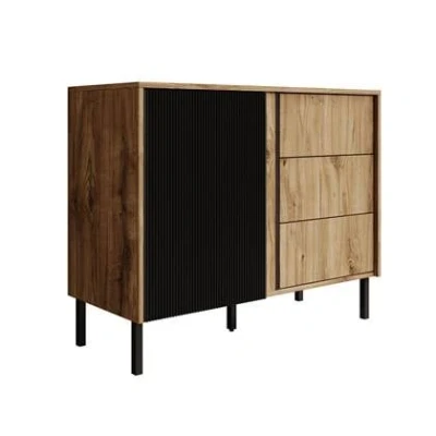 Afbeelding van Meubella Dressoir Margareth Eiken 100 cm 3 lades