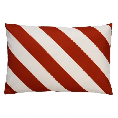 Afbeelding van Dutch Decor SANZENO Outdoor Sierkussen 40x60 cm waterafstotend en uv bestendig gestreept Potters Clay wit oranje