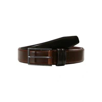 Afbeelding van HUGO BOSS heren Carmello riem van leer in de kleur Donkerbruin, maat: 80 cm
