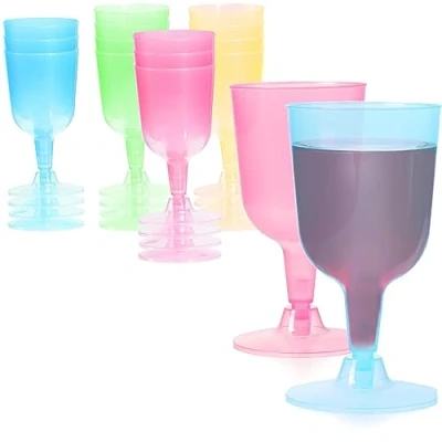 Afbeelding van COM FOUR® 16x herbruikbare wijnbekers plastic wijnglazen voor feesten, kamperen en onderweg herbruikbaar vaatwasmachinebestendig [selectie varieert]