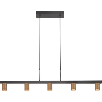 Afbeelding van Highlight Hanglamp Perugia 5 lichts L 120 cm brons zwart