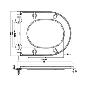 Afbeelding van Wiesbaden Flatline toiletzitting softclose en quick release mat zwart