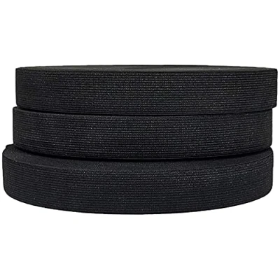Afbeelding van 25 m elastische naaiband, brede band, platte stof om te naaien, doe het zelf naaibanden, (zwart, x 30 mm)