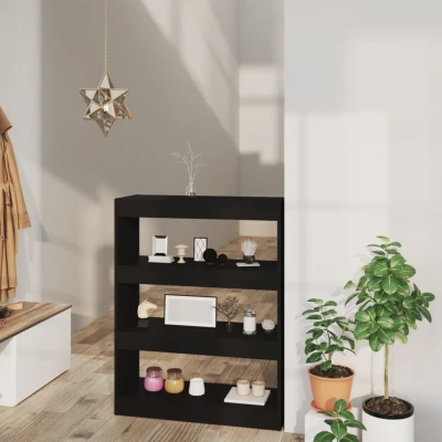 Afbeelding van Boekenkast/kamerscherm 80x30x103 cm bewerkt hout zwart