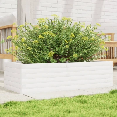Afbeelding van Plantenbak 90x40x23 cm massief grenenhout wit