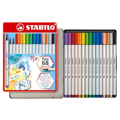 Image de STABILO Feutre pinceau Pen 68 brush, étui en métal de 15