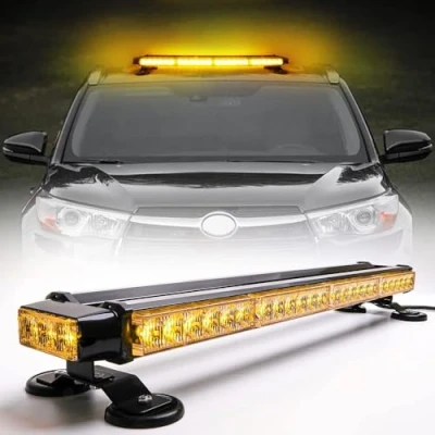 Afbeelding van Dubbelzijdige stroboscooplichtstrip, knipperend, hoge intensiteit, waarschuwing voor noodgevallen, stroboscooplicht met magnetische basis (67,3 cm, 54 leds, amber)