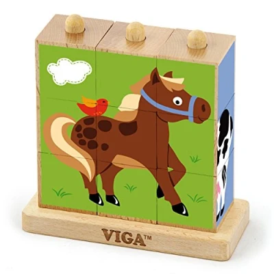 Afbeelding van Viga Toys Stapelblok puzzel Boerderijdieren