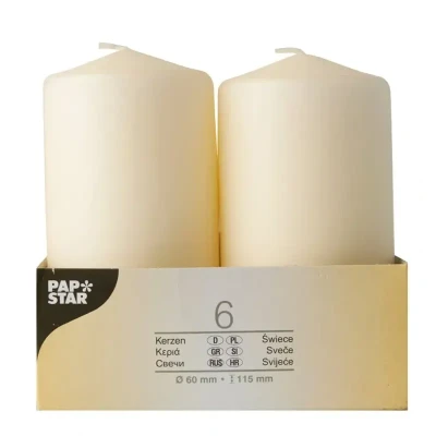 Afbeelding van Stompkaarsen Crème Ø 60 x 115mm 24 Branduren Papstar