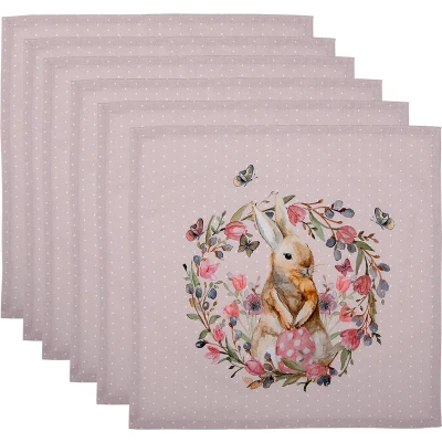 Afbeelding van Clayre &amp; Eef Servetten Katoen Set van 6 40x40 cm Beige Roze