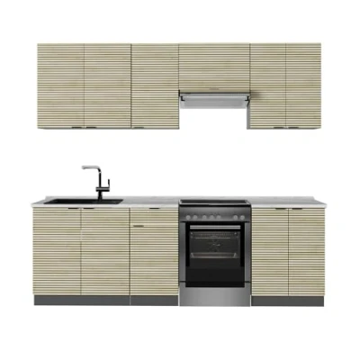 Afbeelding van Vicco Fame Line Complete keukeneenheid 240 cm zonder werkblad Eiken paneel/antraciet