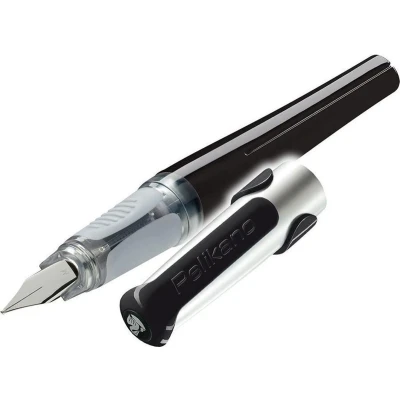 Afbeelding van vulpen Pelikan Pelikano zwart P480+GTP +2Patr. mettel