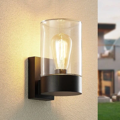 Afbeelding van Arcchio Wandlamp buiten 1licht aluminium, glas H: 21.3 cm E27 zwart, helder