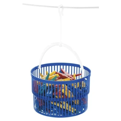 Afbeelding van WENKO Wasknijpermand met 30 klemmen, polypropyleen, 19 x 9 cm, blauw