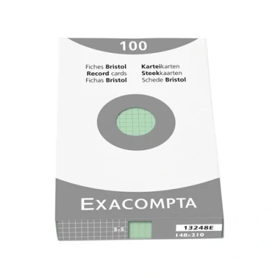 Image de Bristol Exacompta 148x210mm 205g Quadrillé Etui de 100 fiches Vert