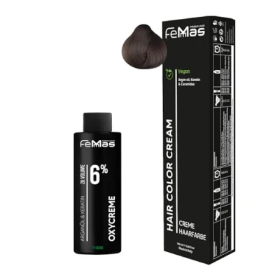 Afbeelding van Femmas Haarkleurset Medium Blond Intensief 7.0 Kleurcrème 100 ml + Oxycrème 6% Permanente haarkleur ontwikkelaar Zacht en duurzaam Haarverf voor