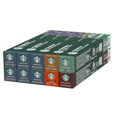 Image de STARBUCKS Coffee Shop Classics Espresso Roast Pack by Nespresso, Capsules de Café 10 x (100 Capsules) Exclusivité Amazon