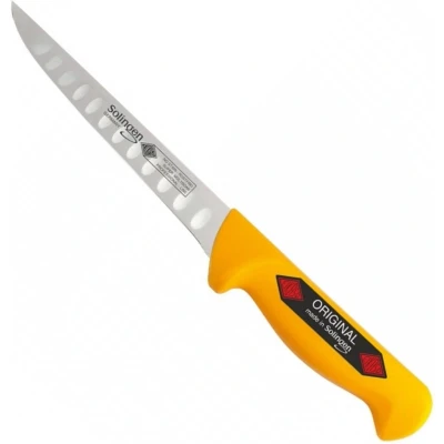 Afbeelding van Eikaso Solingen 16 cm Uitbeenmes met Kuilen Stijf Lemmet Ergonomisch Geel Handvat