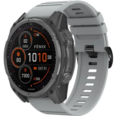 Afbeelding van imoshion QuickFit® Stripe Siliconenbandje Geschikt voor de Garmin Watch 26 mm aansluiting Grijs