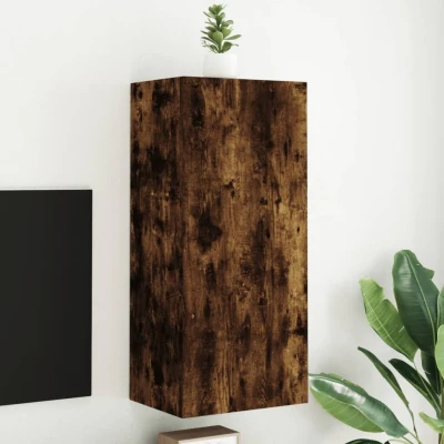 Afbeelding van Tv wandmeubel 40,5x30x90 cm bewerkt hout gerookt eikenkleurig
