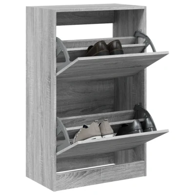 Afbeelding van Schoenenkast 60x34x96,5 cm bewerkt hout grijs sonoma eikenkleur