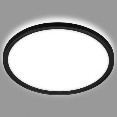 Afbeelding van BRILONER Leuchten LED badkamer plafondlamp met achtergrondverlichting, IP44 badkamerlamp, ultraplat, neutraal wit licht, zwart, 420x35 mm (DxH), 3643 416