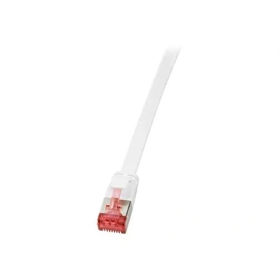 Image de LogiLink SlimLine Cordon de raccordement RJ 45 (M) pour 15 m U/FTP PiMF CAT 6 moulé sans crochet plat blanc