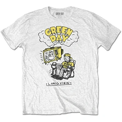 Afbeelding van Green Day Longview Doodle Heren T shirt L Wit