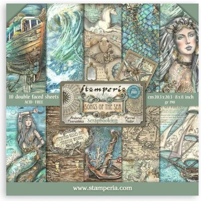 Afbeelding van Stamperia Songs of the Sea 8x8 Inch Paper Pack (SBBS90)