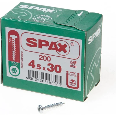 Afbeelding van Spax spaanplaatschroeven cilinderkop verzinkt T Star T20 4.5x30mm (per 200 stuks)
