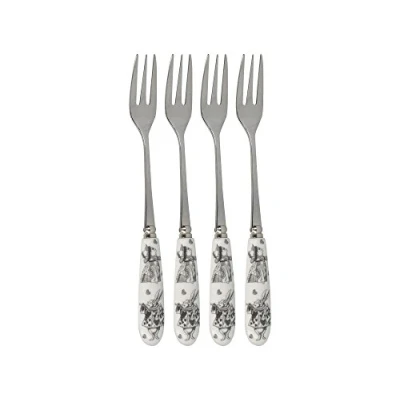 Afbeelding van Gebaksvorkjes, Set van 4 Stuks, Porselein, RVS V&amp;A Alice in Wonderland