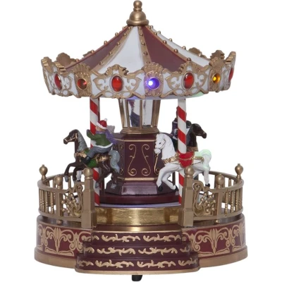 Afbeelding van Star Trading Carrousel Kerstmis Muziekdoos Kerst Kerstcarrousel Kerstdecoratiecarrousel kerstdecoratie binnen LED