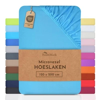 Image de NatureMark drap de lit en microfibre à prix réduit ! beaucoup tailles et couleurs marchandise marque (drap 120 x 200 cm, Turquoise)