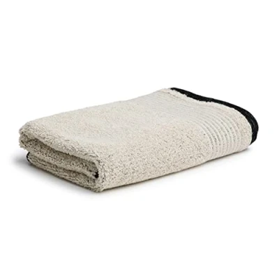 Afbeelding van MÖVE Eden Handdoek met doorgestikte rand, 50 x 100 cm, Made in Germany, 80% katoen / 20% linnen, natuur/zwart (beige)
