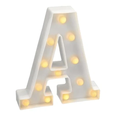 Afbeelding van JANDEI Lichtgevende letters en cijfers, warm licht, decoratie milieu, bedlampjes, vitrines, bruiloften, verjaardagen, feestjes. Werkt op AA batterijen niet inbegrepen (Brief A)