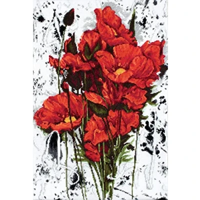 Afbeelding van Borduurpakket THE POPPIES KLAPROZEN LUCA S telpatroon