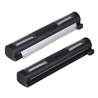 Image de Relaxdays Ensemble de 2 coupe film, pour aluminium et film plastique, fenêtre visualisation, séparation fluide, distributeur noir, 5 x 37 8 cm