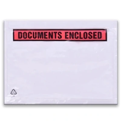 Afbeelding van Triplast 200 bedrukte A5 hoezen met plakstrips Document Enclosed (225 x 165 mm) transparante kunststof enveloppen Bevestig rekeningen, verpakkingslijsten en leveringsinstructies aan de pakketten