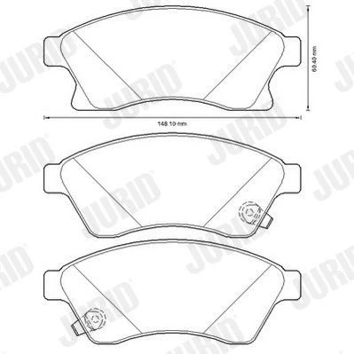 Afbeelding van Jurid 573332JC Remblokkenset White Low Dust Keramiek Met akoestische slijtagewaarschuwing OPEL: Astra J Hatchback, Sports Tourer