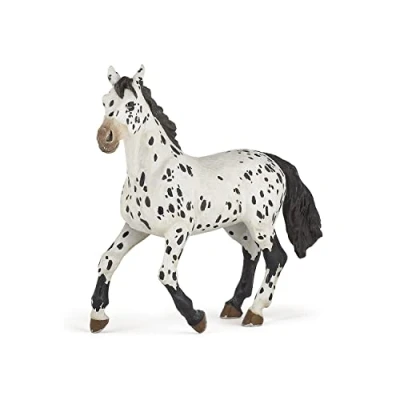 Afbeelding van Papo Handgeschilderde Figuurtjes Paarden veulens en pony&#039;s Zwarte Appeloosa Paard 51539 Verzamelbaar voor kinderen Geschikt jongens meisjes Vanaf 3 jaar