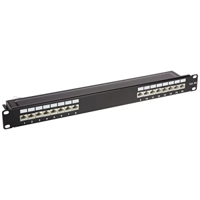 Afbeelding van Delock 48.30cm (19&quot;) patchpaneel 16 poorten Cat.6A 1 U zwart, Server accessoires, Zwart