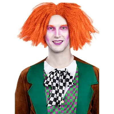 Afbeelding van Funidelia Gekke Mutsenmaker Pruik voor vrouwen en mannen â¶ Mad Hatter, Films &amp; Series, Alice in Wonderland Accessoires Volwassenen, kostuum accesoires Oranje