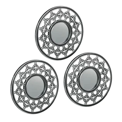 Afbeelding van Relaxdays wandspiegel set van 3 gouden sierspiegel muurspiegel hangspiegel woonkamer