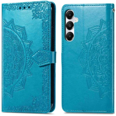 Afbeelding van iMoshion Hoesje Geschikt voor Samsung Galaxy A55 Met Pasjeshouder Mandala Bookcase Turquoise