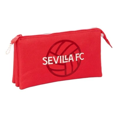 Afbeelding van Pennenetui met 3 vakken Sevilla Fútbol Club Rood 22 x 12 cm