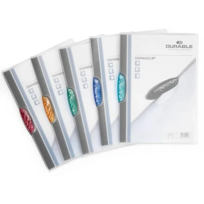 Image de Durable sachet de 5 chemises swingclip couverture cristal et clip coloris assortis