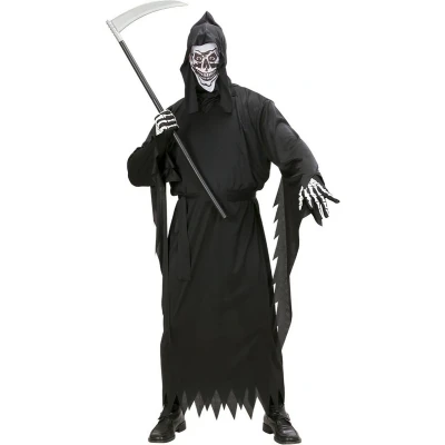 Afbeelding van Widmann Beul &amp; Magere Hein Kostuum Grim Reaper Vader Tijd Man Zwart Medium Halloween Verkleedkleding