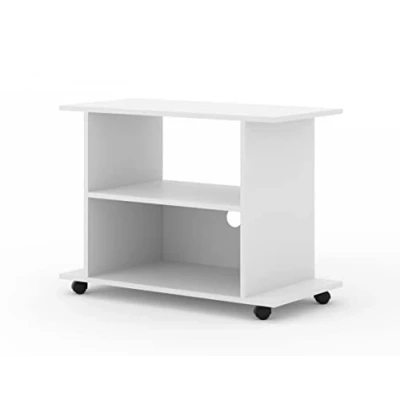 Afbeelding van BIM Furniture Yogi tv meubel met wieltjes, 80 cm, tafel, dressoir, hifi, wit