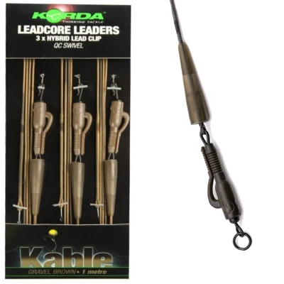 Afbeelding van Korda Leadcore Leaders 3x Hybrid Lead Clip (1m) Kleur : Gravel Brown