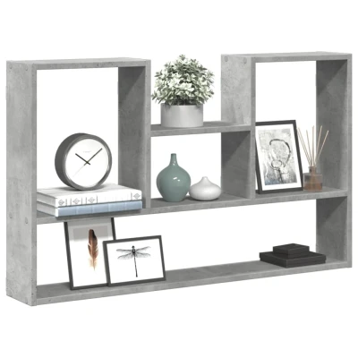 Afbeelding van Wandschap 99x15x60 cm bewerkt hout betongrijs